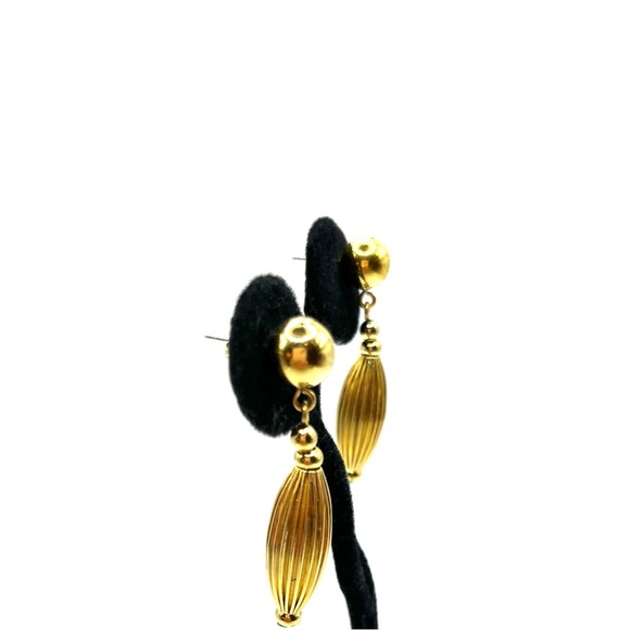 Gold Tone Drop Earrings Pierced Earrings. Dangling Long 2”” - Picture 2 of 8